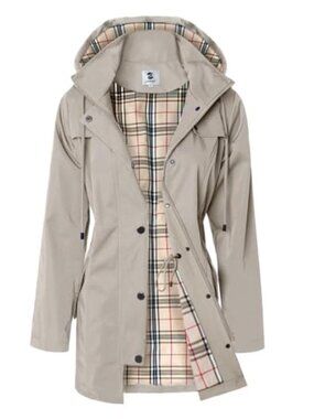 🆕 Women's Waterproof Rain Jacket Long Lined Raincoat Outdoor Windbreaker with
